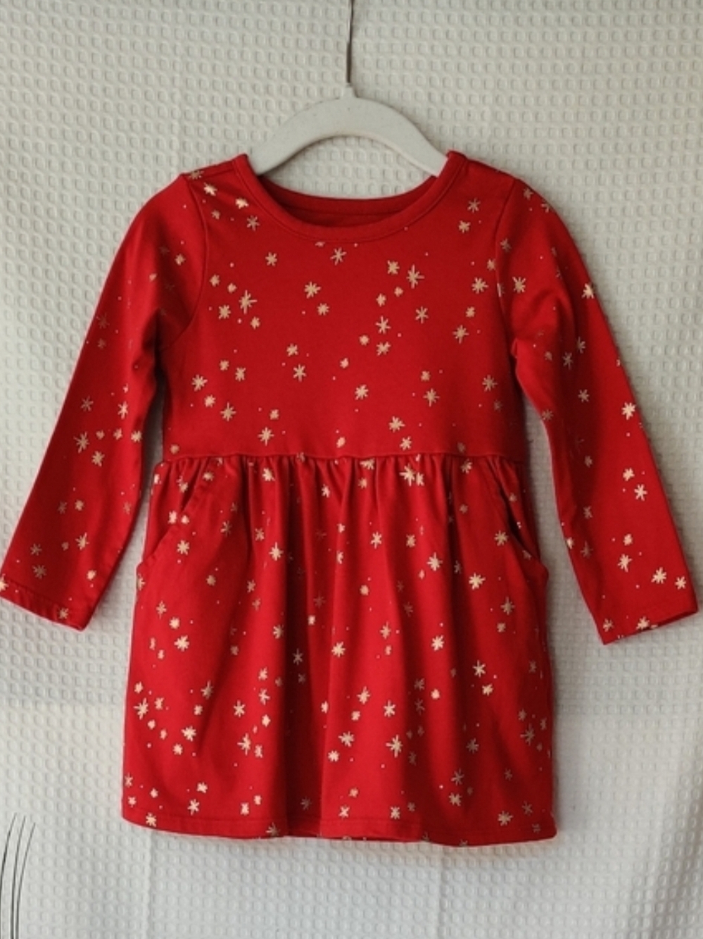 Garanimals Little Girls Red w/ Gold Stars Long Sleeve Casual Dress Size 2T